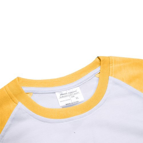 Tričko JSubli Apparel - M - bílé se žlutými rukávy sublimace termotransfer - 3