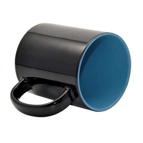 Magický hrnek 330 ml A+ černý s barevným vnitřkem - světle modrý sublimace termotransfer - 3