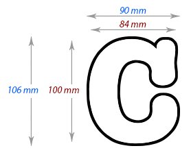 Dekorativní písmeno "C", MDF - sublimace termotransfer - 3