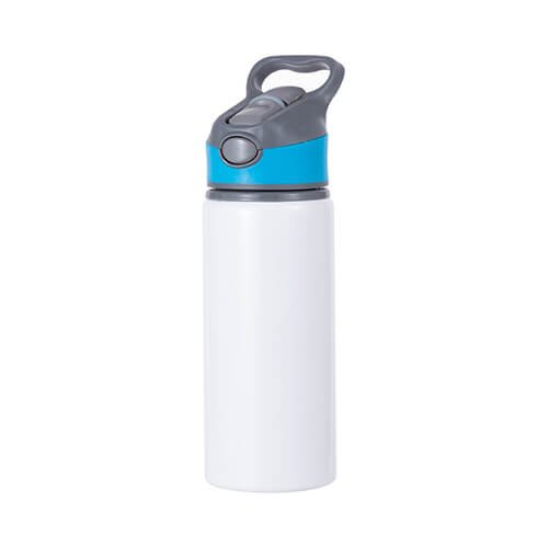 Láhev hliníková 650 ml bílá - modro-šedý uzávěr sublimace termotransfer - 1