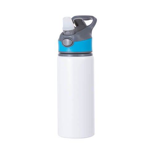 Láhev hliníková 650 ml bílá - modro-šedý uzávěr sublimace termotransfer - 2