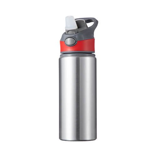 Láhev hliníková 650 ml stříbrná - červeno-šedý uzávěr sublimace termotransfer - 3