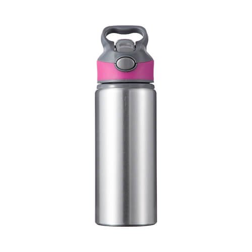 Láhev hliníková 650 ml stříbrná - růžovo-šedý uzávěr sublimace termotransfer - 2