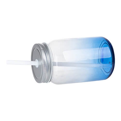 Sklenice "Mason Jar" 450 ml bez ouška - tmavě modrý gradient sublimace termotransfer - 2