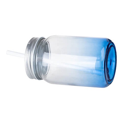 Sklenice "Mason Jar" 450 ml bez ouška - tmavě modrý gradient sublimace termotransfer - 3