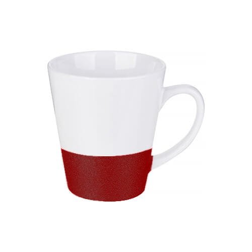 Hrnek Latte bílý se třpytivým proužkem 350 ml A+ - červený sublimace termotransfer - 1