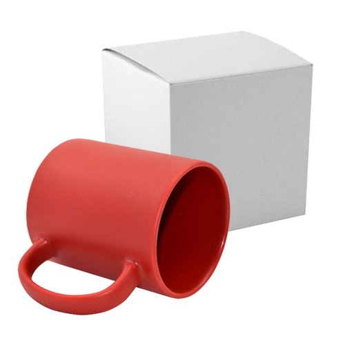 Hrnek 330 ml matný - červený s krabičkou sublimace termotransfer - 1