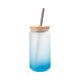 Sklenice 550 ml s bambusovým víčkem matná - modrý gradient sublimace termotransfer - 1