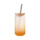 Sklenice 550 ml s bambusovým víčkem matná - oranžový gradient sublimace termotransfer - 1