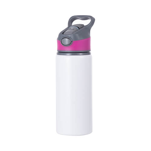 Hliníková láhev bílá 650 ml s růžovošedým uzávěrem sublimace termotransfer