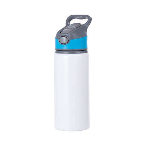 Hliníková láhev bílá 650 ml s modrošedým uzávěrem sublimace termotransfer