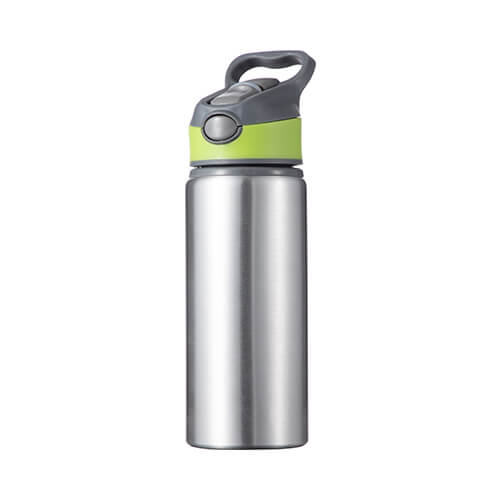 Láhev hliníková 650 ml stříbrná - zeleno-šedý uzávěr sublimace termotransfer