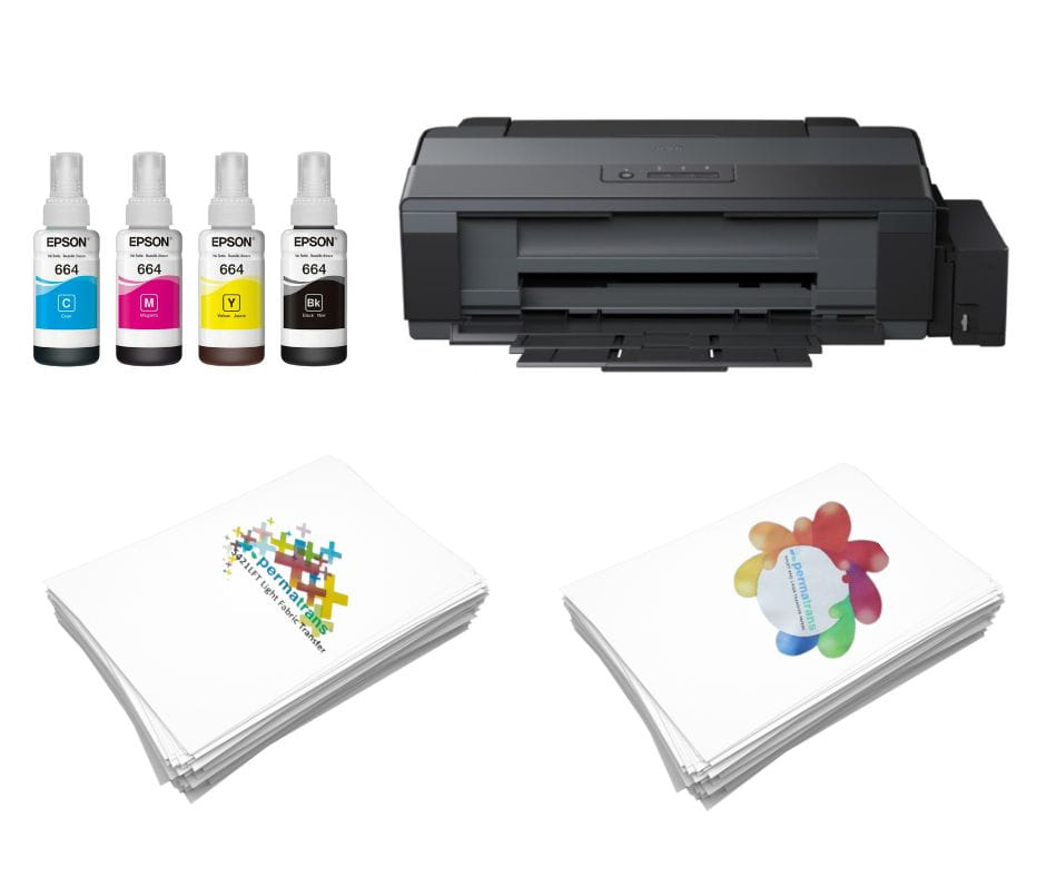 Tiskárna na potisk světlé a tmavé bavlny Epson EcoTank L1300 + inkoust Epson 664 + přenosové papíry Permatrans