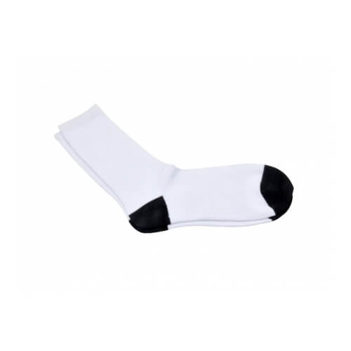 Ponožky dámské bílé - černá pata a špička 25 cm sublimace termotransfer