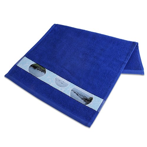 Bavlněný ručník 30x50 cm s polyesterovým rámečkem královský modrý sublimace termotransfer - 2