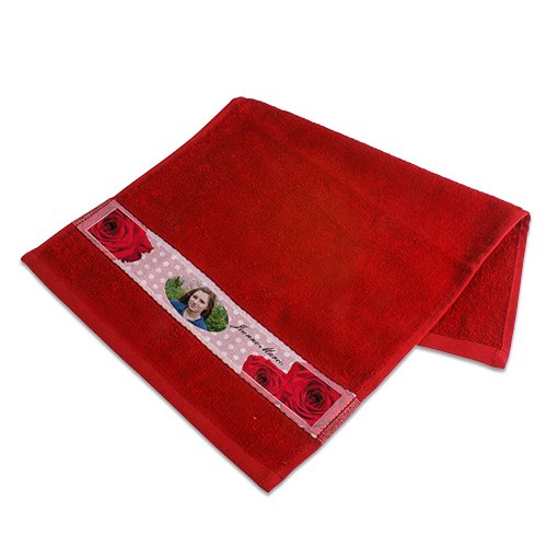 Bavlněný ručník 30x50 cm s polyesterovým rámečkem červený sublimace termotransfer - 2
