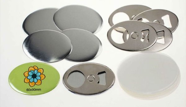 100 placek 60 x 90 mm s otvírákem a magnetem - ovál (odznaky, buttony) - 1