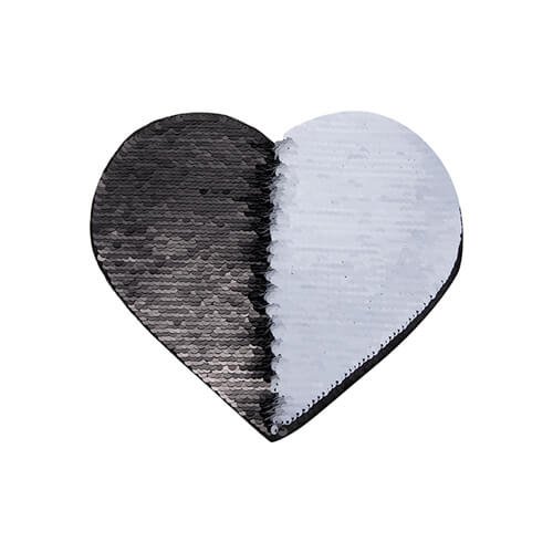 Dvoubarevné nažehlovací flitry na sublimaci srdce 22x19,5 cm černé sublimace termotransfer - 2