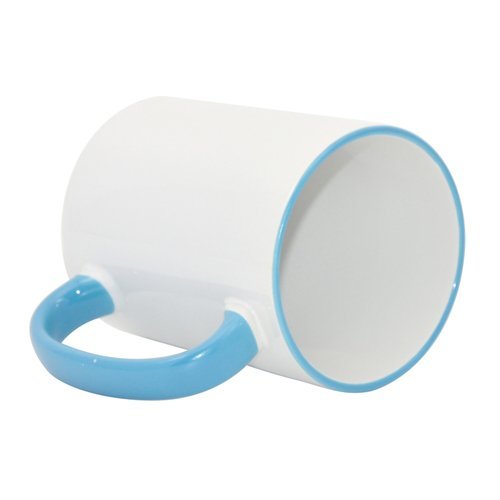 Bílý hrnek Max 500 ml A+ s barevným uchem a lemem - světle modrá sublimace termotransfer - 2