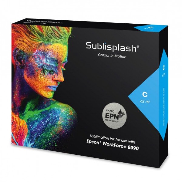 Sublimační inkoust Sublisplash EPN+ pro Epson WorkForce 8090 62 ml - cyan/azurová - 2
