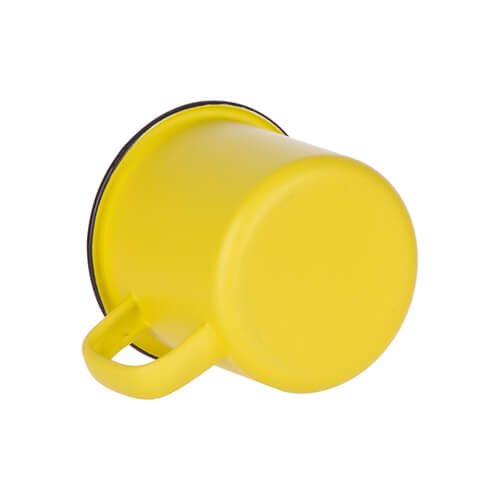 Kovový hrnek "Plecháček" 300 ml matný s černým lemem - žlutý sublimace termotransfer - 3