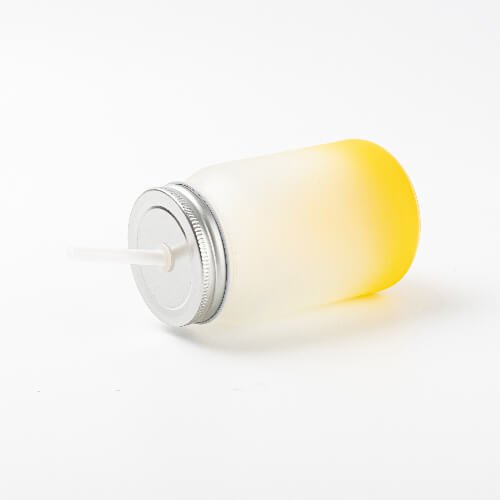 Sklenice "Mason Jar" 450 ml bez ouška matná - žlutý gradient sublimace termotransfer - 2
