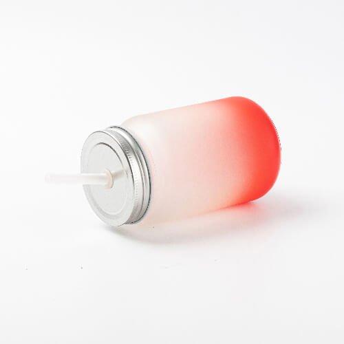 Sklenice "Mason Jar" 450 ml bez ouška matná - červený gradient sublimace termotransfer - 2