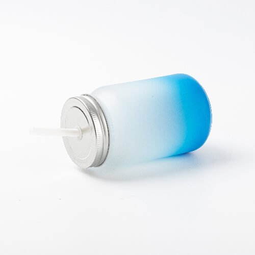 Sklenice "Mason Jar" 450 ml bez ouška matná - modrý gradient sublimace termotransfer - 2