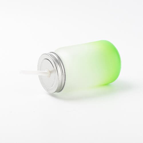 Sklenice "Mason Jar" 450 ml bez ouška matná - zelený gradient sublimace termotransfer - 2