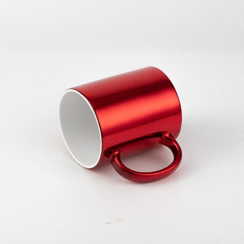 Hrnek 330 ml s kovovým efektem - červený sublimace termotransfer - 3