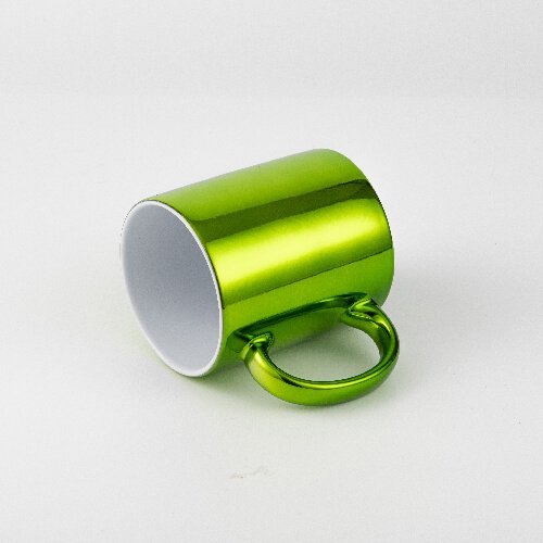 Hrnek 330 ml s kovovým efektem - světle zelený sublimace termotransfer - 3