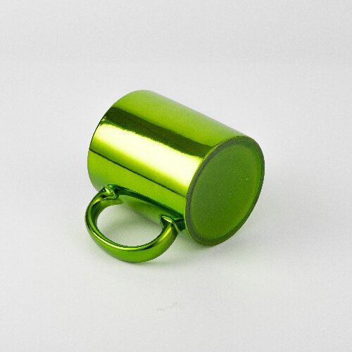 Hrnek 330 ml s kovovým efektem - světle zelený sublimace termotransfer - 4