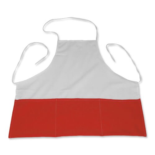 Kuchyňská zástěra bílá červenými kapsami sublimace termotransfer - 1