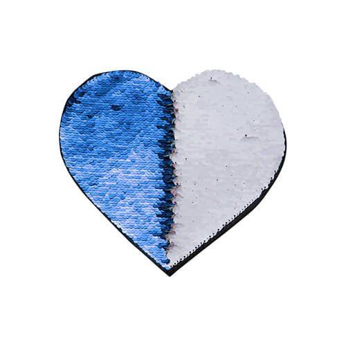 Dvoubarevné nažehlovací flitry na sublimaci srdce 22x19,5 cm modré sublimace termotransfer