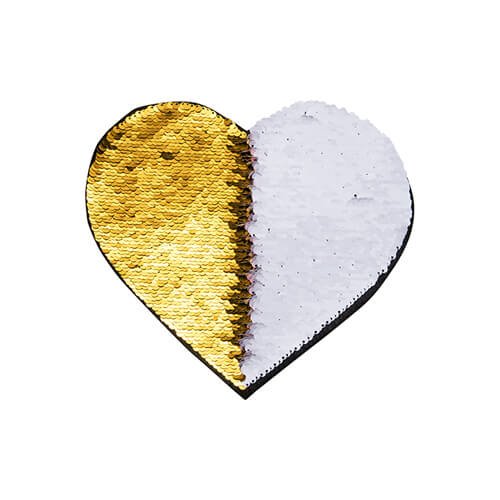 Dvoubarevné nažehlovací flitry na sublimaci srdce 22x19,5 cm zlaté sublimace termotransfer
