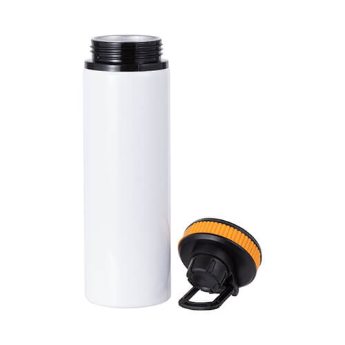 Láhev hliníková 850 ml bílá - černo-oranžový uzávěr sublimace termotransfer