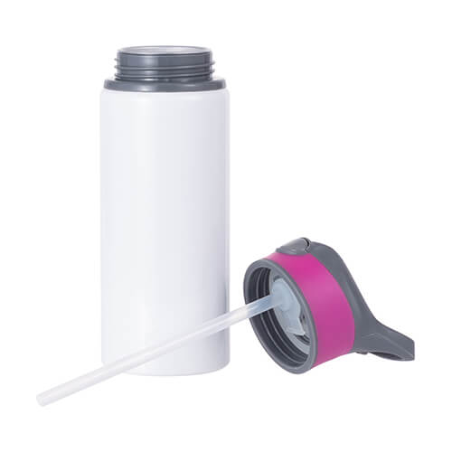 Láhev hliníková 650 ml bílá - růžovo-šedý uzávěr sublimace termotransfer
