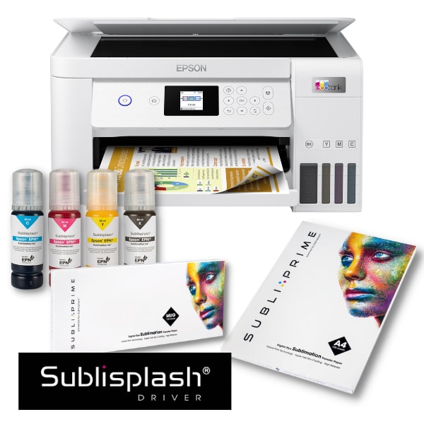 Sublimační tiskárna Epson ET-2856 A4 + inkousty Sublisplash 80 ml + sublimační papíry a Sublisplash Driver Win