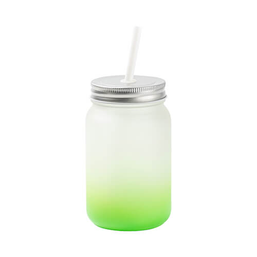 Sklenice "Mason Jar" 450 ml bez ouška matná - zelený gradient sublimace termotransfer